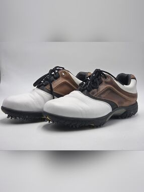 Footjoy Contour Series White Brown Black Golf Shoes Size 11 M Y2K